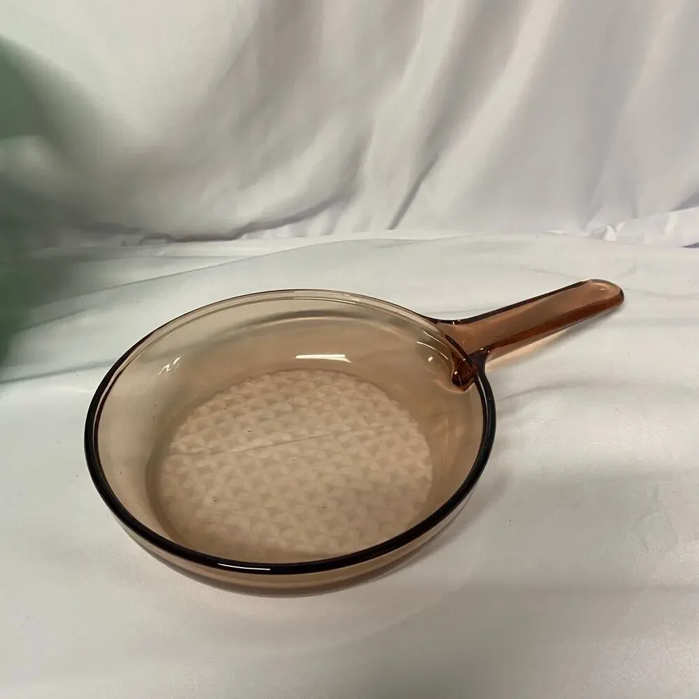 Corning Ware VISION FRANCE Amber 7 Inch Skillet Waffle Bottom Frying Pan